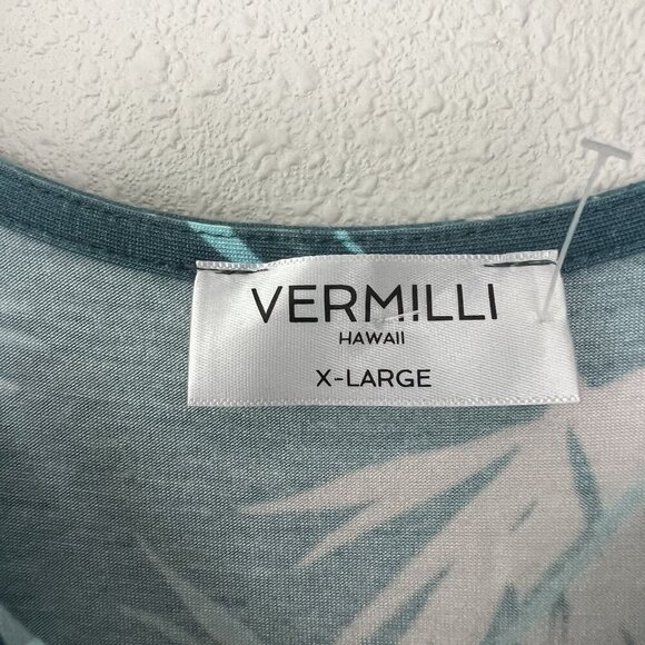 Vermilli Hawaii Island Seas Palm Print Short Sleeve Swing Dress - Picture 3 of 7